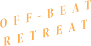 The image contains the text "OFF-BEAT RETREAT" in a bold, textured font with a slight slant, likely indicating the name of an event or place.